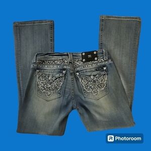 MISS ME Lace JE8005B2L Bootcut Light Wash Lowrise Jeans